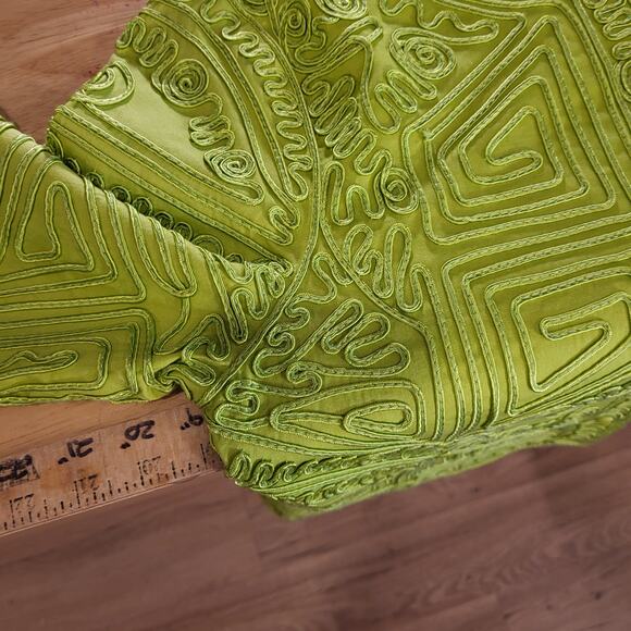 Joni B. Vintage Green Piped Button Front Long Sleeve Embellished 19" P2P - Picture 10 of 13